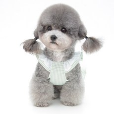 Market A 格紋荷葉邊狗狗連身裙, 綠色