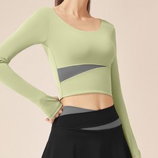 카일라 여성용 배색 포인트 요가 필라테스 운동복 티셔츠