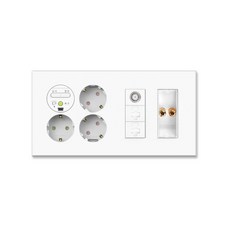 Wonha Ti1通訊插座 大型 3孔+CATV 1房+RJ45 2孔+音源插孔1孔 綜合水孔, 1個