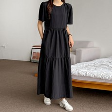 Borimam 抓皺防皺長版孕婦連身裙 a901