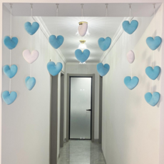 이엔픽 귀여운 문발, 블루 화이트 하트