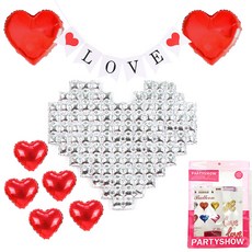 PARTYSHOW 大愛心氣球 LOVE 拉旗氣球組, 銀色(錫箔裝飾), 1套