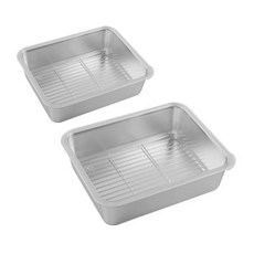 Characin 不銹鋼深方形托盤 + 網格 + PC 蓋 2 件套, 單色