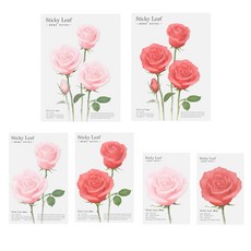 Appree Sticky Leaf 基本款便利貼 玫瑰粉3種 + 紅色3種, 混合色, 1套