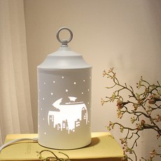 애프터글로우 타이머 캔들워머 센티멘탈 시티 소형 + 할로겐 전구 + 기능성 조절기, 화이트