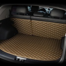 모트라이너 퀼팅 가죽 차박 자동차 트렁크 매트 + 등받이 세트, 기아 쏘울 부스터 (우퍼 유) (2019년 ~ 2021년) (GK138), 브라운