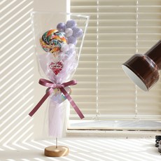 아스파시아 러블리 양모 데이지 롤리팝 꽃다발, 라벤더