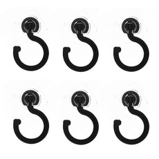 더벨라 360 회전 강력 투명 접착 갈고리, 블랙, 6개