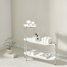 skandi mood 韓國製造 Noar 世紀中期橢圓形收納架 800, 鍍鉻白, 3層