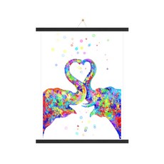 室內裝飾掛軸海報 大象B, 黑色木