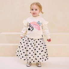 milkmile 女童迪士尼寶寶米妮圓點荷葉邊上下衣套裝