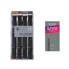 ALPHA COLORS 設計麥克筆 基本款 + 混色盤, 1套, 12色