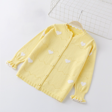 Olenjidamom 女童愛心V領開衩針織外套