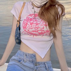 몬드스팟 여성용 유니크 언발 사선 반팔티 JN003