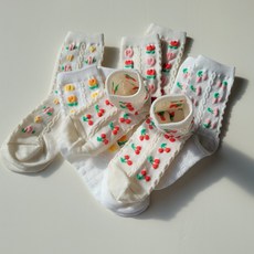 孩童櫻桃小花短襪組 5雙