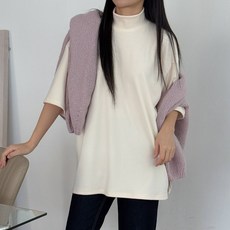 Bori 刷毛羅紋半高領孕婦T恤 a86