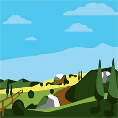 더웨일 DIY 油畫名畫繪製 風景 20 x 20 cm, 牧場