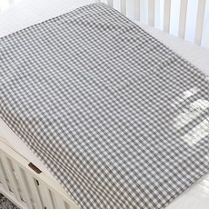 화모베이비 클래식 체크 순면 신생아 방수요, 그레이, 1개