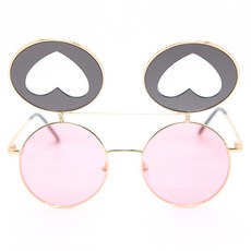 LivingDA 高級雙圓心形眼鏡, 1個, 粉紅色