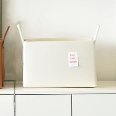 가쯔 접이식 펠트 수납 바구니, 바닐라, 2개