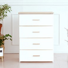 보노하우스 모나코 우드상판 서랍장, 화이트, 4단