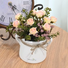 도시정원 미니 드라이 장미 조화 소품, 핑크, 1개