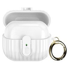 심플리로어 TPU 락 잠금 기능 갤럭시 버즈3 / 버즈3 프로 이어폰 케이스 + 키링 세트, 화이트, 1개