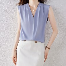 Paperments 皺褶V領無袖OL雪紡衫 10424