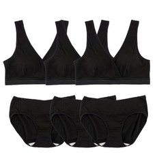 MOMBA 莫代爾V型哺乳內衣褲組 內衣 3入+內褲 3入