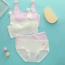 IBboom 少女可愛貓咪2階段無痕學生內衣2件+內褲2件套組 Y25