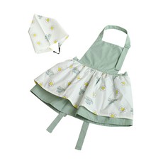 SEMOMS 女童小荷葉邊 Happy Day 圍裙 + 頭巾套組