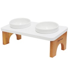 MONAGIO Sweet 狗狗原木雙口美耐皿餐碗, 白色自然, 1個