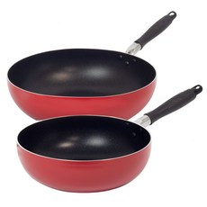 EUGENE TOSCO 單柄不沾炒鍋 紅色 2入, 炒鍋28cm+炒鍋32cm, 單色