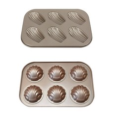 金色瑪德蓮6格 + 圓形貝殼6格 模具組, 1套