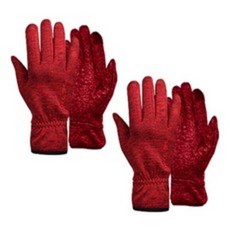 INCONTRO 女性麻花刷毛彈性手套 雙手穿戴組, 紅色