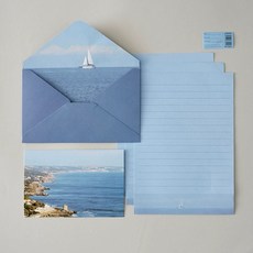 ONUL 포토그래피 편지지 + 엽서 세트, 블루베이, 1세트