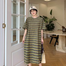 레몬소울 라뽕 스트라이프 빈티지 반팔 원피스 빅사이즈 포함