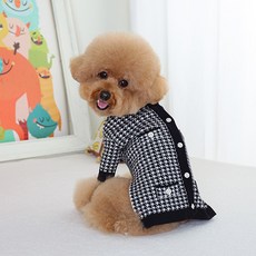AMYLOVESPET 寵物 CH Coco 珍珠針織開襟衫, 黑色