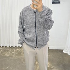 아도르클래식 남성용 라운드 더블 지퍼 집업 긴팔 가디건