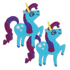 藍酒獨角獸刺繡貼布, 混合色, 2個