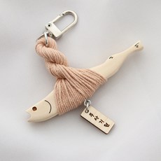 marketuniverse 避邪明太魚 明九 鑰匙圈, 1個, 米色+基本眼 祈願平安