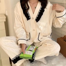 長袖長褲 孕婦 產後 哺乳 上下衣 蕾絲睡衣