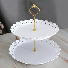 愛心雙層甜點託盤, 1個, 金色