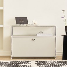 포스트모던 글렌 미드센츄리 모듈 770 2단 수납장 방문설치, 웜그레이