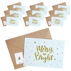 indi.k 燙金歡樂薄荷聖誕卡 + 信封 + 貼紙套組, 混合顏色, 10套