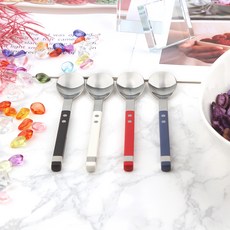 보겐 스퀘어 솔렌 커트러리 티스푼 4종 세트, 블랙, 화이트, 루비레드, 사파이어, 1세트