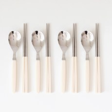 Camome Kitchen 兒童餐具 4 件套, 奶油黃, 湯匙 + 筷子, 4個