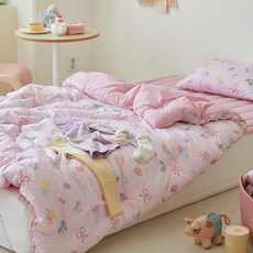 마틸라 아동용 디어프렌드 고밀도 순면 차렵이불 + 베개커버 세트, 쥬시베리