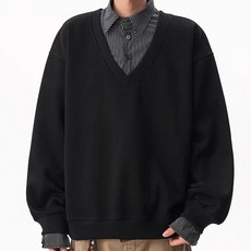 德普羅商務 男士層次感假兩件襯衫領大學T