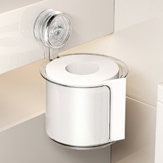 P&K 免鑽孔浴室衛生紙架 捲筒衛生紙盒, 透明, 1個